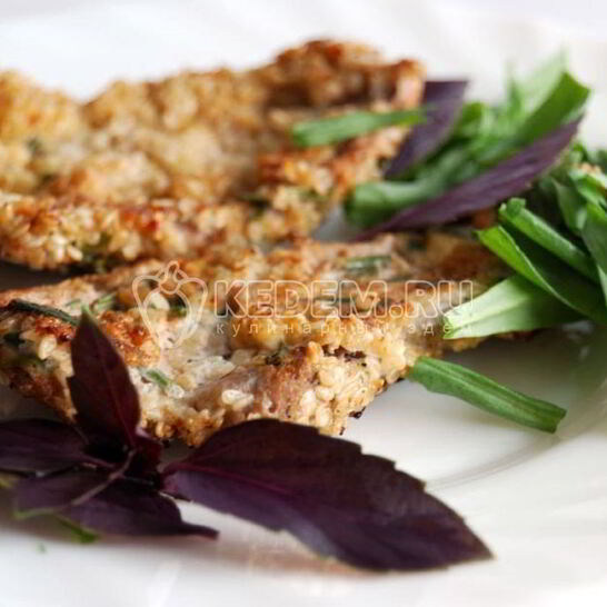 Рецепт стейки в кунжуте и розмарине