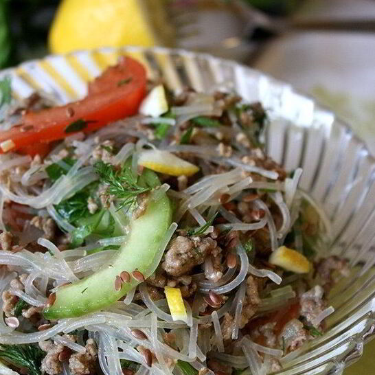 Рецепт стеклянная лапша с фаршем и овощами