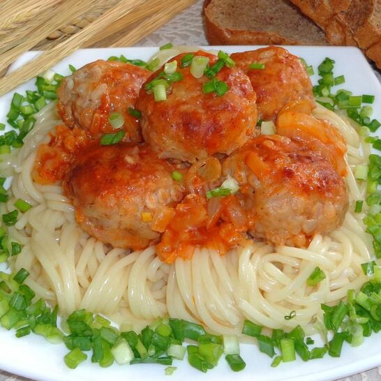 Рецепт макароны с тефтелями