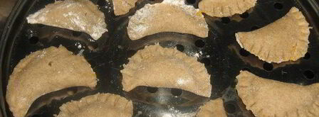 ржаные вареники с тыквой на пару, постные. Шаг 5