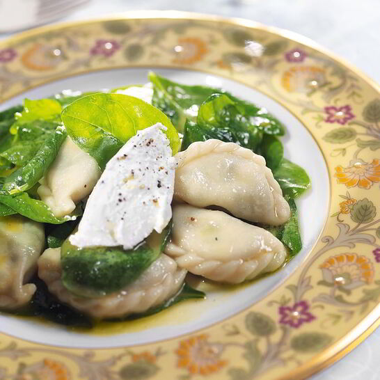 Рецепт вареники с творогом и шпинатом