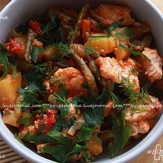 Рецепт жаркое из индейки со стручковой фасолью