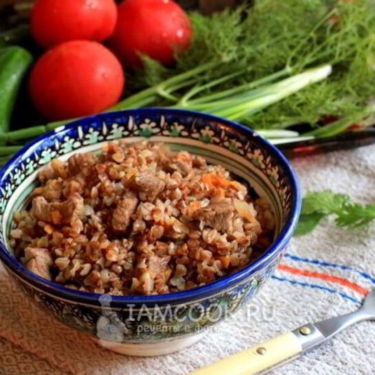 Рецепт гречка с мясом на сковороде