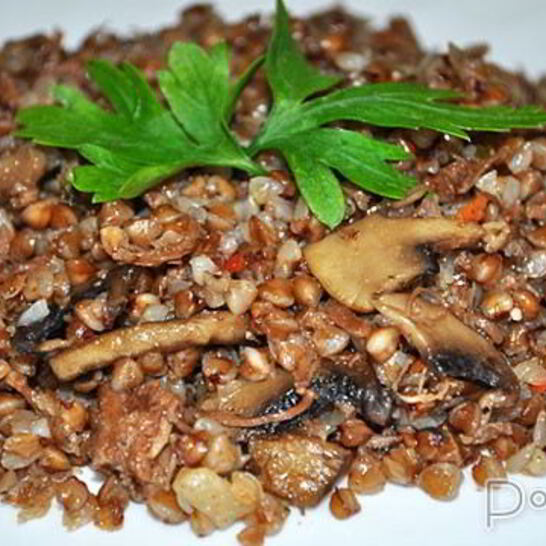 Рецепт каша гречневая с тушенкой и грибами вкусняшка