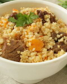 Пшеничная каша с мясом и тыквой