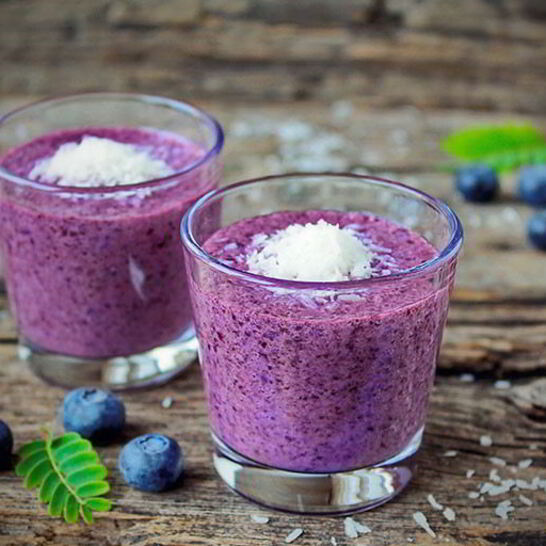 Рецепт рисовый смузи с черникой и кокосовыми сливками
