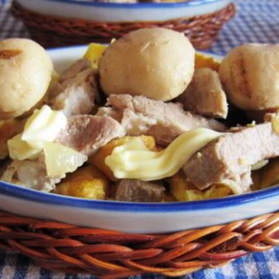 Рецепт мясной салат с омлетом