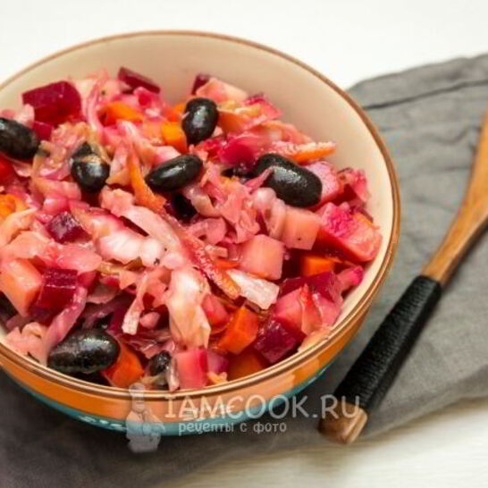 Рецепт салат с черной фасолью и квашеной капустой