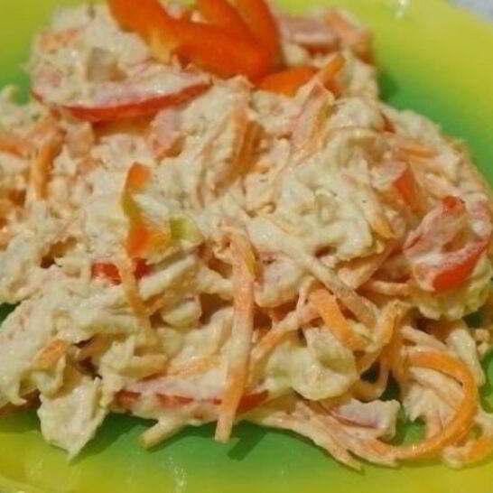 Рецепт салат с грудкой и корейской морковкой