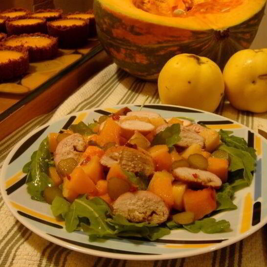 Рецепт теплый осенний салат с курицей