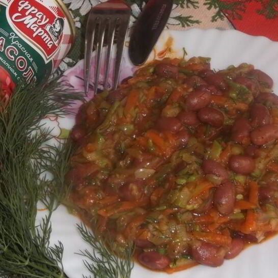 Рецепт теплый салат из фасоли