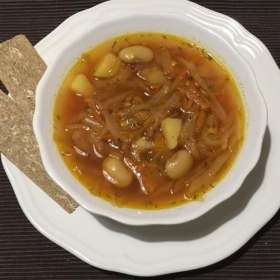 Рецепт борщ постный с фасолью