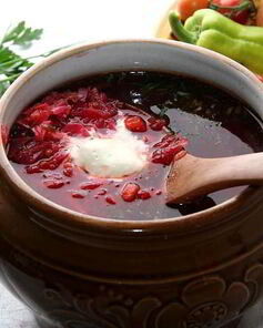 Борщ с грибами и фасолью