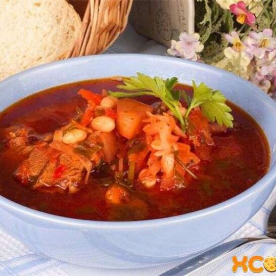 Рецепт борщ с красной консервированной фасолью и с мясом