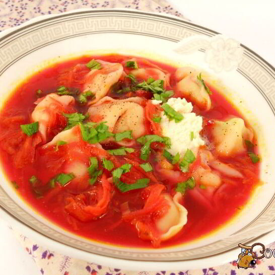 Рецепт борщ с пельменями