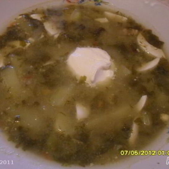 Рецепт борщ со щавелем и яйцом