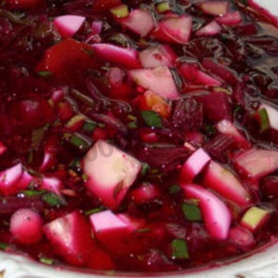 Рецепт холодный борщ с колбасой