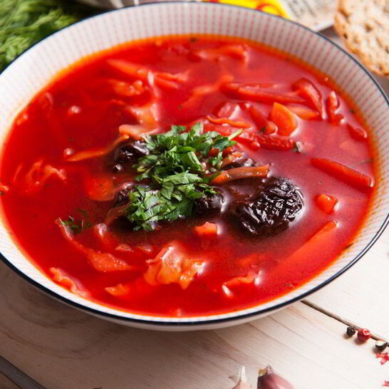 Рецепт постный борщ с черносливом