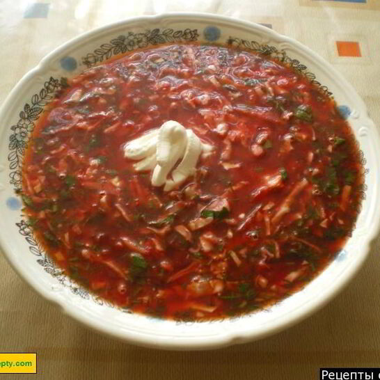 Рецепт украинский борщ со свининой и галушками