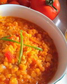 Густой суп из красной чечевицы