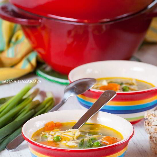 Рецепт куриный суп с домашней лапшой весенний