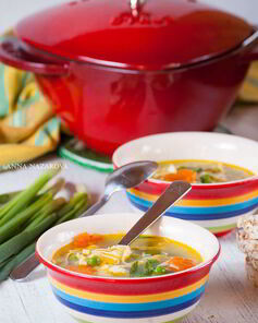 Куриный суп с домашней лапшой Весенний