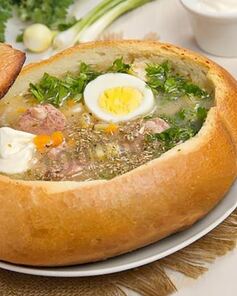 Польский суп журек в хлебе