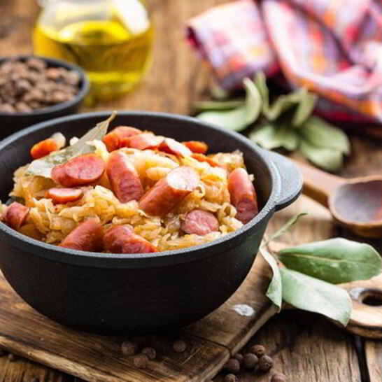 Рецепт классическая солянка с капустой и сосисками