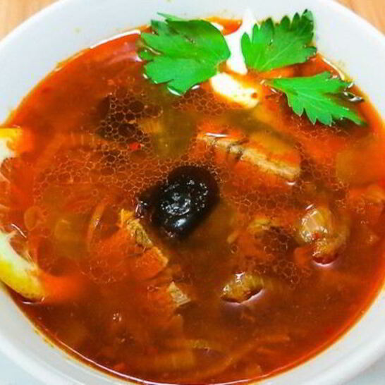 Рецепт мясная солянка с почками и салом