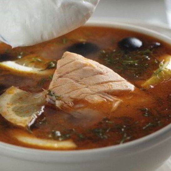 Рецепт рыбная солянка с кальмарами