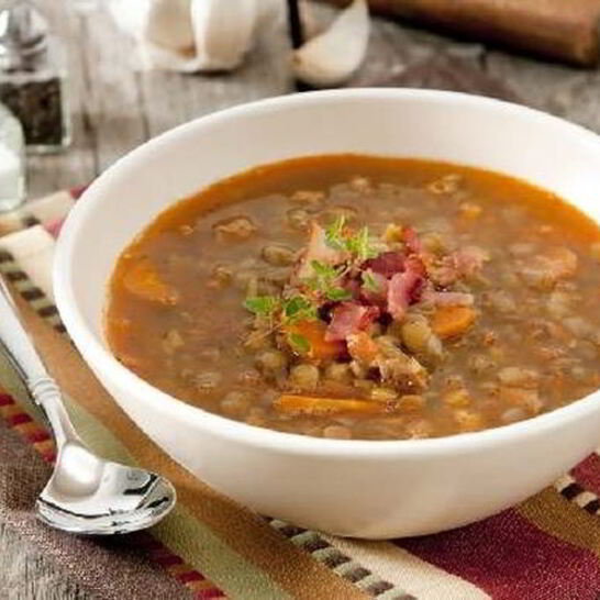 Рецепт суп из чечевицы с беконом