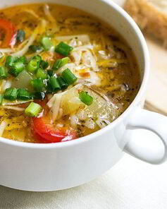 Суп-лапша с кабачком и шампиньонами