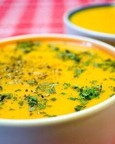 Овощной суп-пюре с сыром и рисом