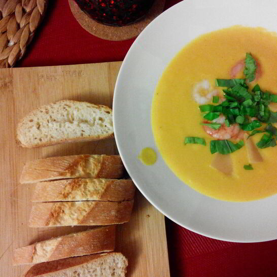 Рецепт сливочный суп-пюре из тыквы с имбирем