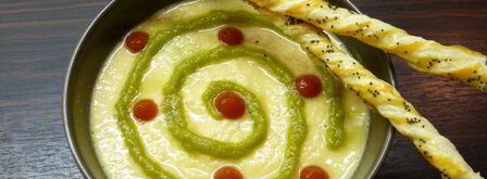 суп-пюре из чечевицы с курицей и маковыми палочками. Шаг 6