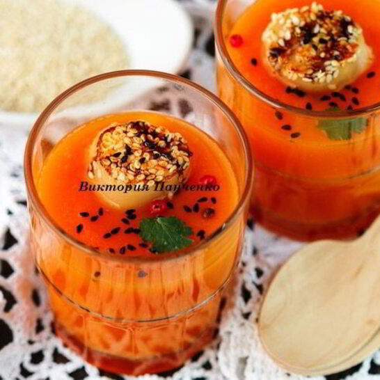 Рецепт тыквенный суп-пюре с морскими гребешками