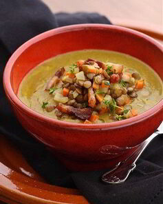 Суп с чечевицей и беконом