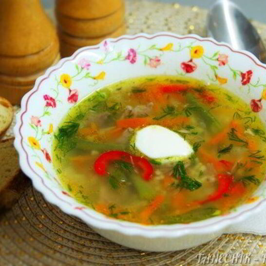 Рецепт суп с пшеном и зеленой фасолью