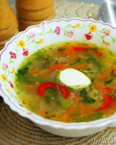 Суп с пшеном и зеленой фасолью