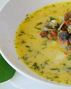 Сырный суп с грибами