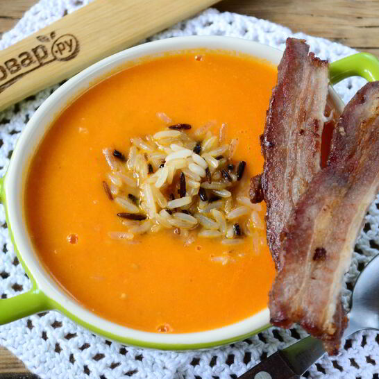 Рецепт томатный крем-суп с хрустящим рисом