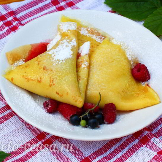 Рецепт блинчики с малиной