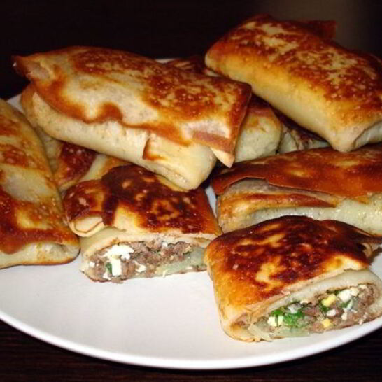 Рецепт блинчики с мясом и яйцом