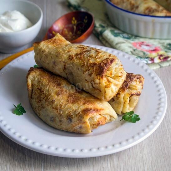 Рецепт блины с картошкой и грибами на кипятке