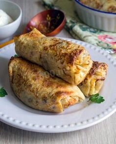 Блины с картошкой и грибами на кипятке