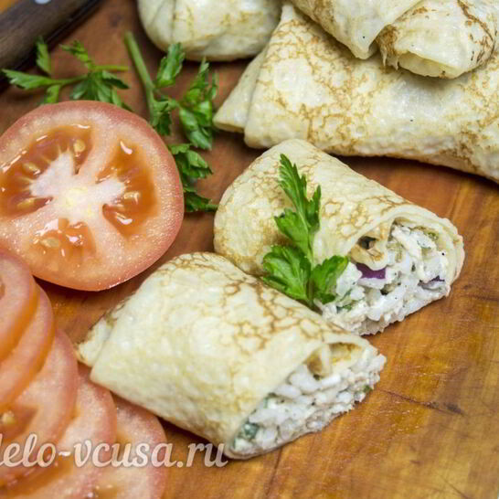 Рецепт блины с курицей и рисом