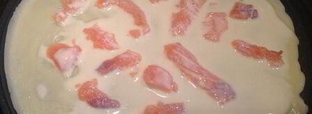 блины с припеком с форелью и с яблоком. Шаг 6