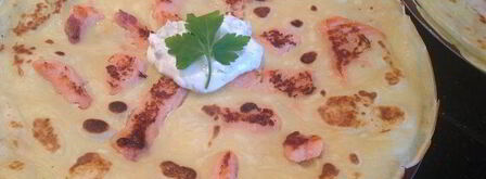 блины с припеком с форелью и с яблоком. Шаг 8