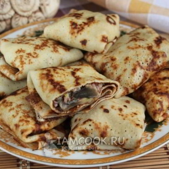 Рецепт блины с шампиньонами и рисом