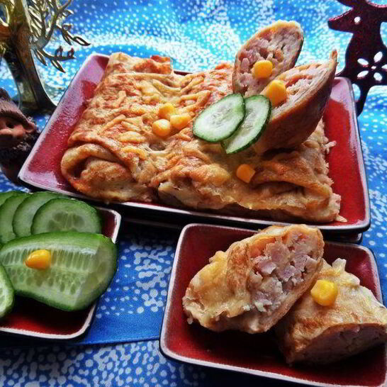 Рецепт блины с ветчиной, запеченные под сыром